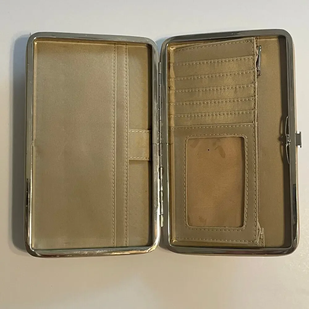 Cream Wallet with Turquoise & Silver Tone Cross